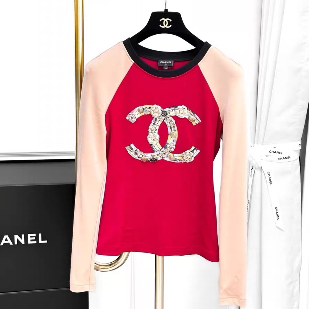 Authentic CHANEL Red and Black Top